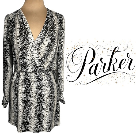 Parker Dresses & Skirts - Parker cream and black snakeskin print silk dress size S
